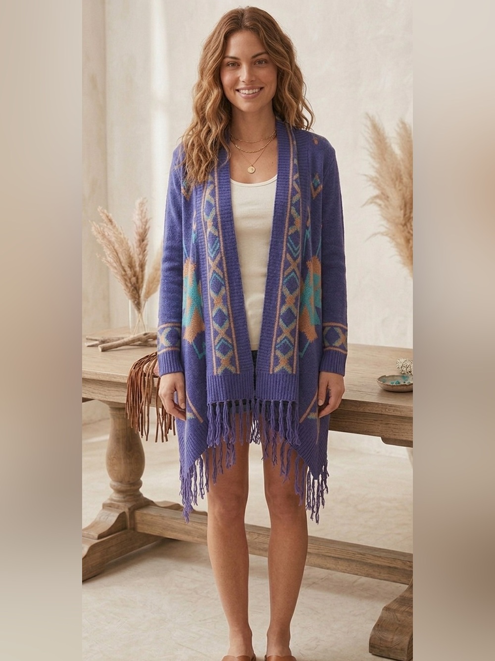 Very J Aztec native boho kimono sweater